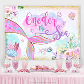 Toile de fond d'anniversaire Oneder The Sae Mermaid à paillettes dorées